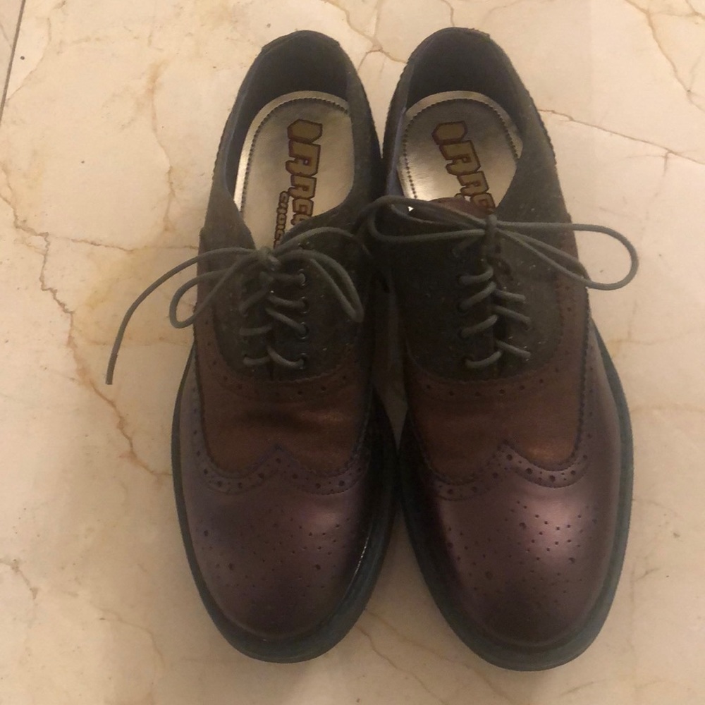 Rare pair of bronze irregular choice shoes from London